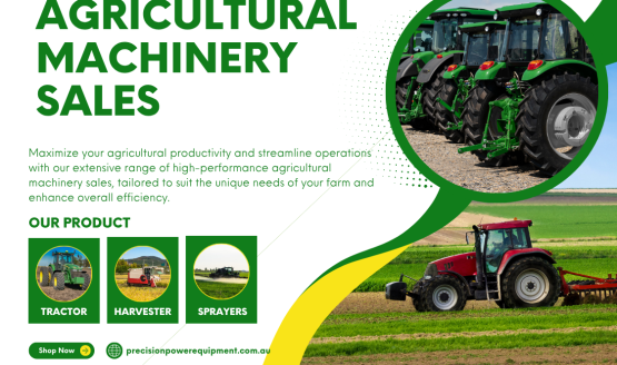 White and Green Modern Agricultural Machinery Sales Poster Landscape
